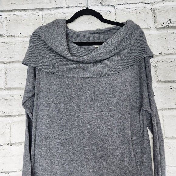 Caslon 3-in-1 Side Slit Convertible Cowl Neck Sweater Tunic Size Large Gray - Picture 2 of 12
